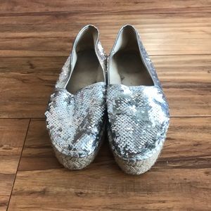 Espadrilles silver sparkling